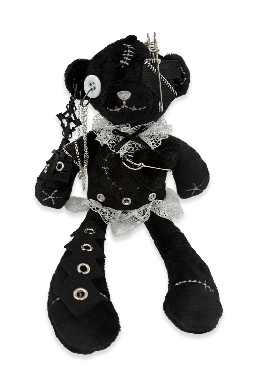 Plush handmade misfit goth teddy bear