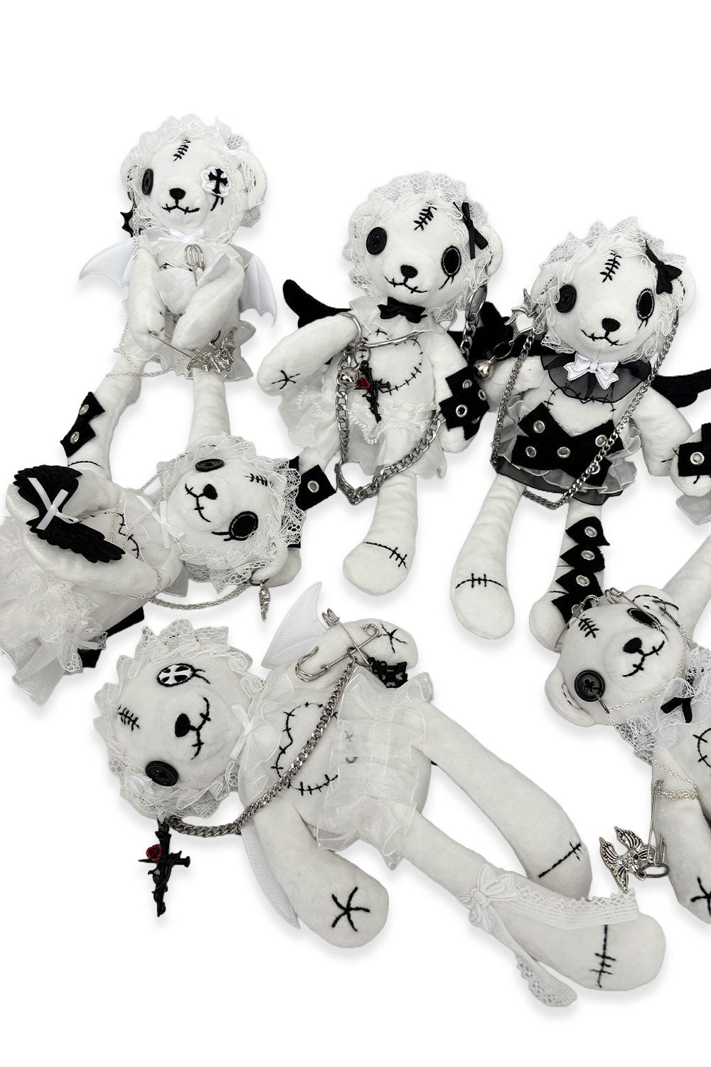 Plush emo handmade teddy bear with chains