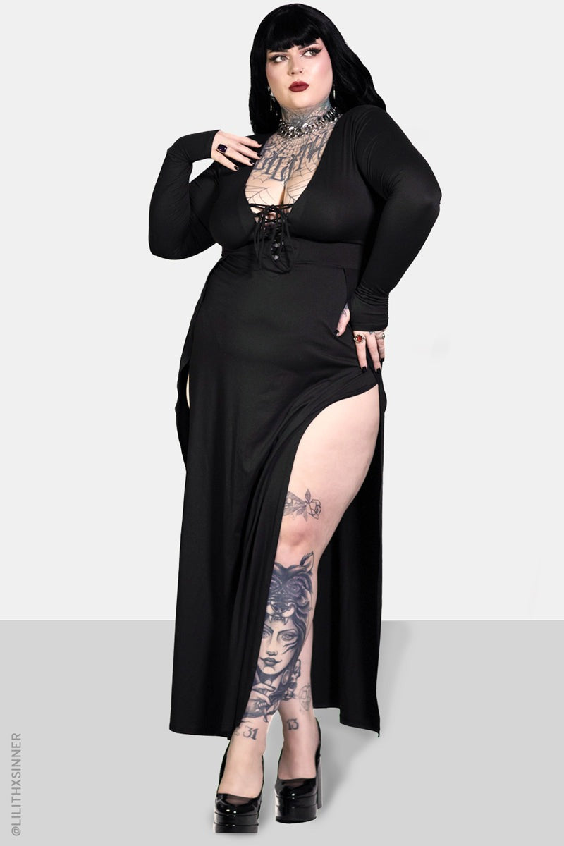 Morticia Maxi Dress Xs — Goth Dresses — Forest Ink