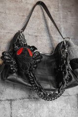goth mothman plush keychain