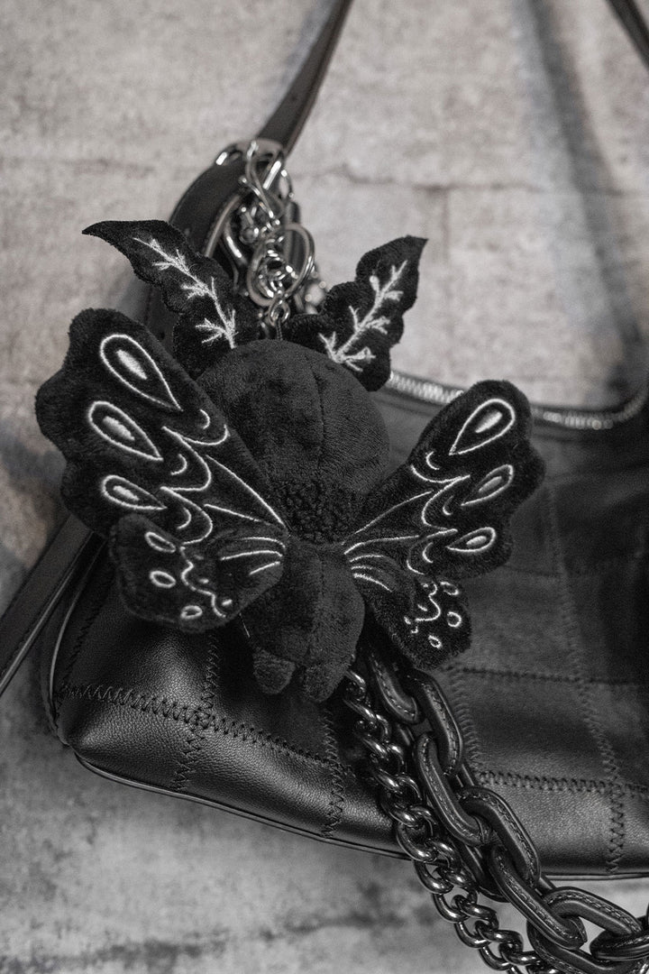 embroidered mothman plush keychain