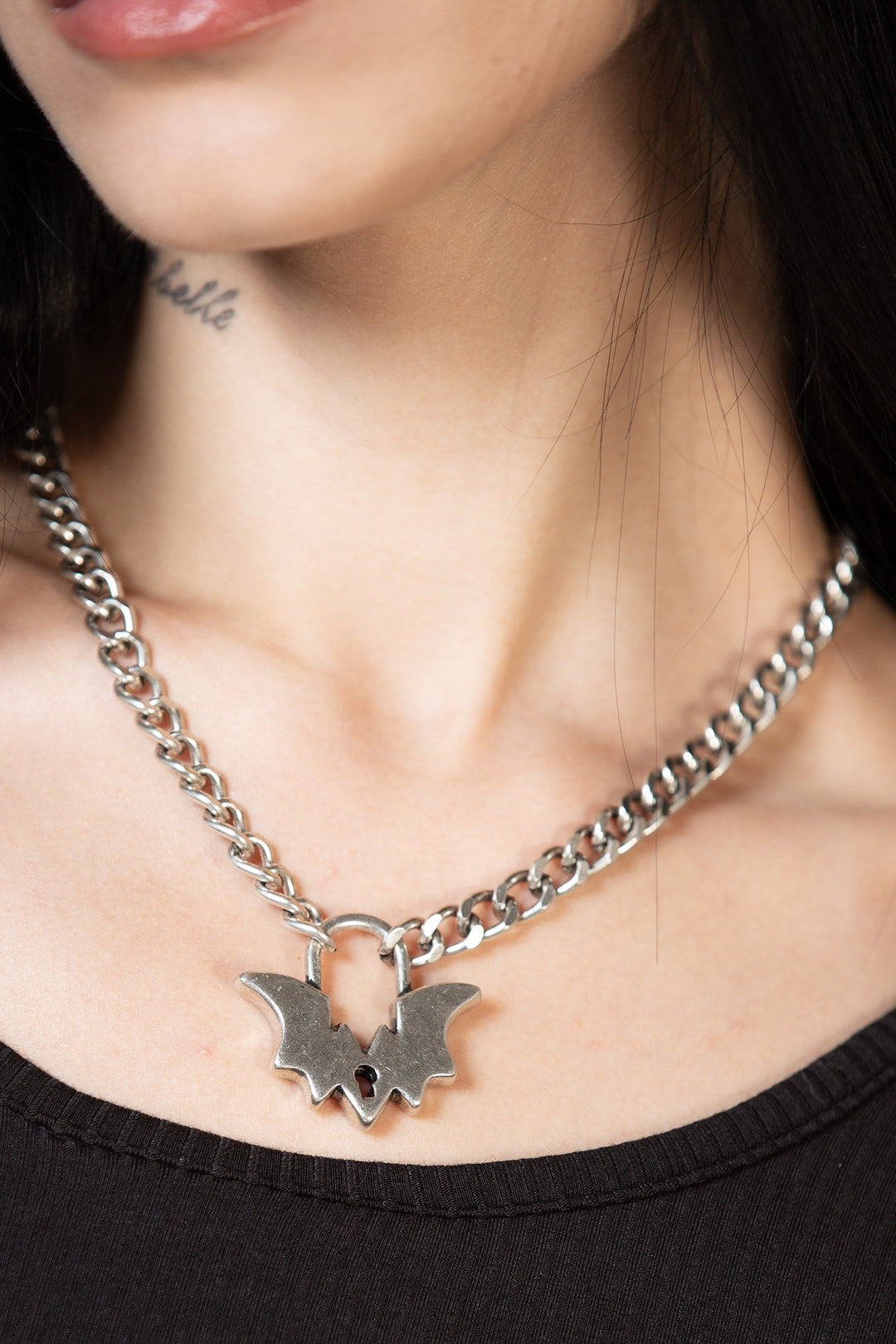 silver bat necklace