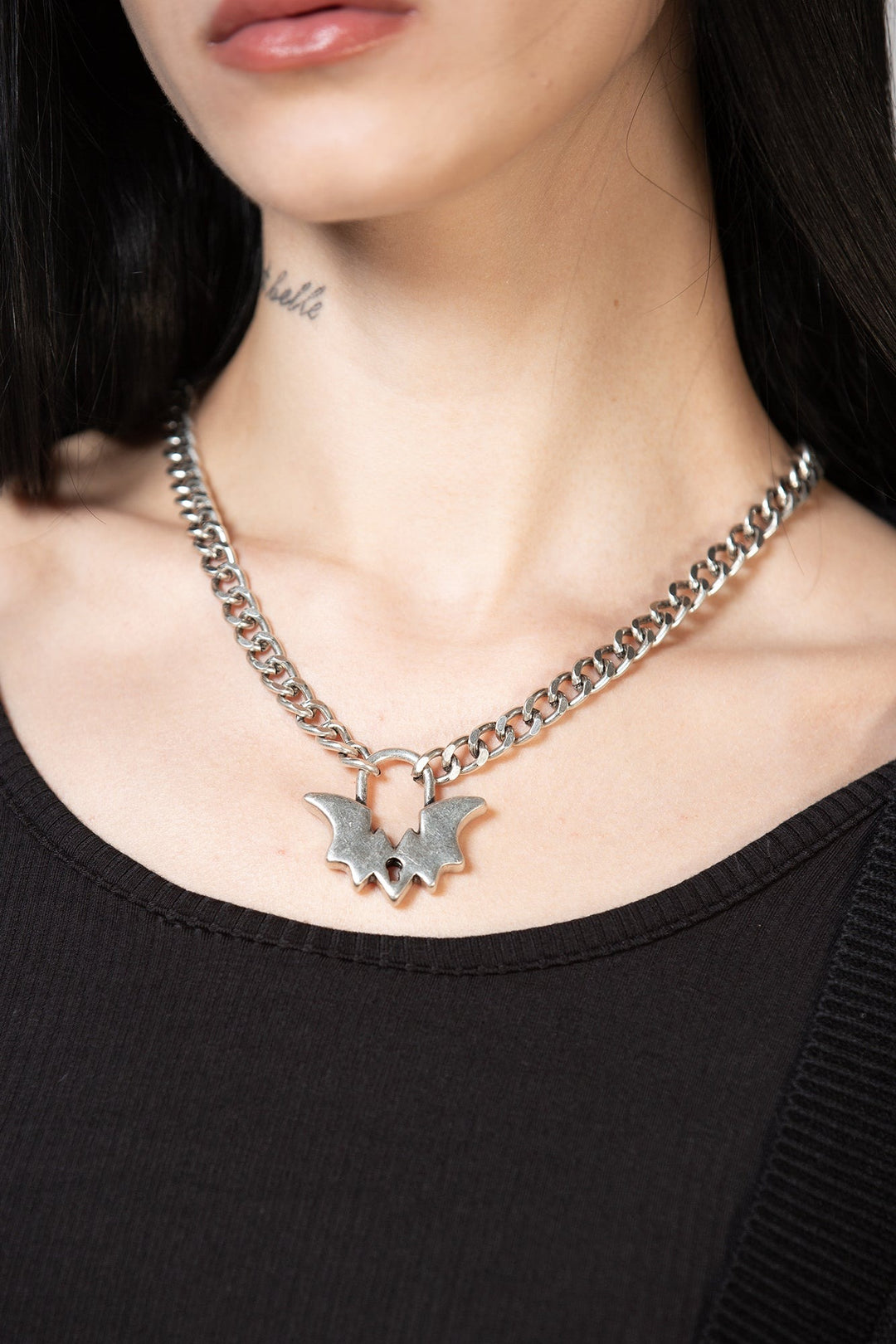 gothic bat charm necklace