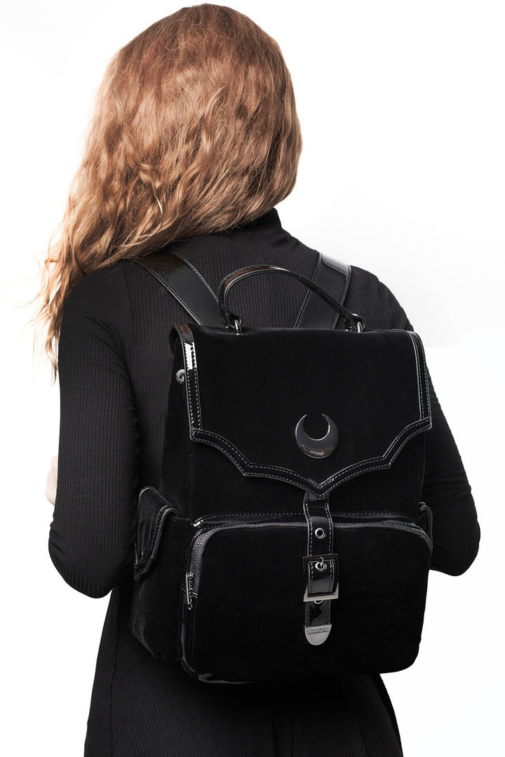gothic black leather backpack