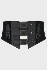 womens vegan leather and black velvet witchy corset