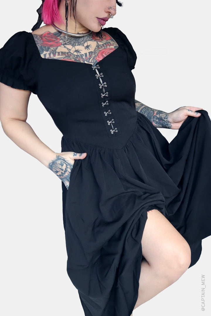 womens puffed sleeve vintage goth dress