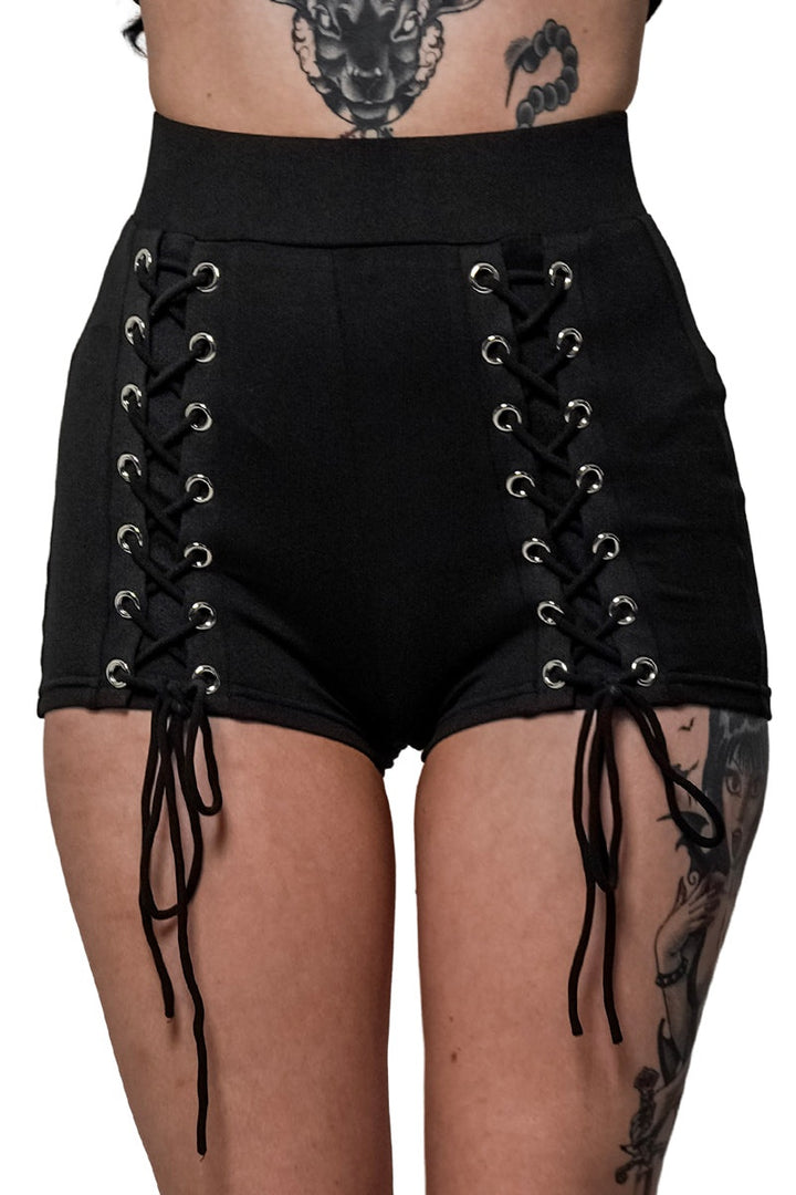 womens lace-up corset shorts