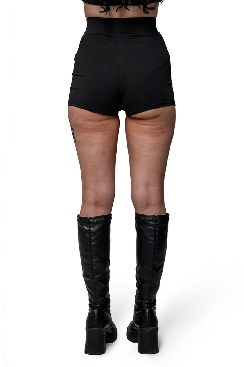 laced up short emo shorts 