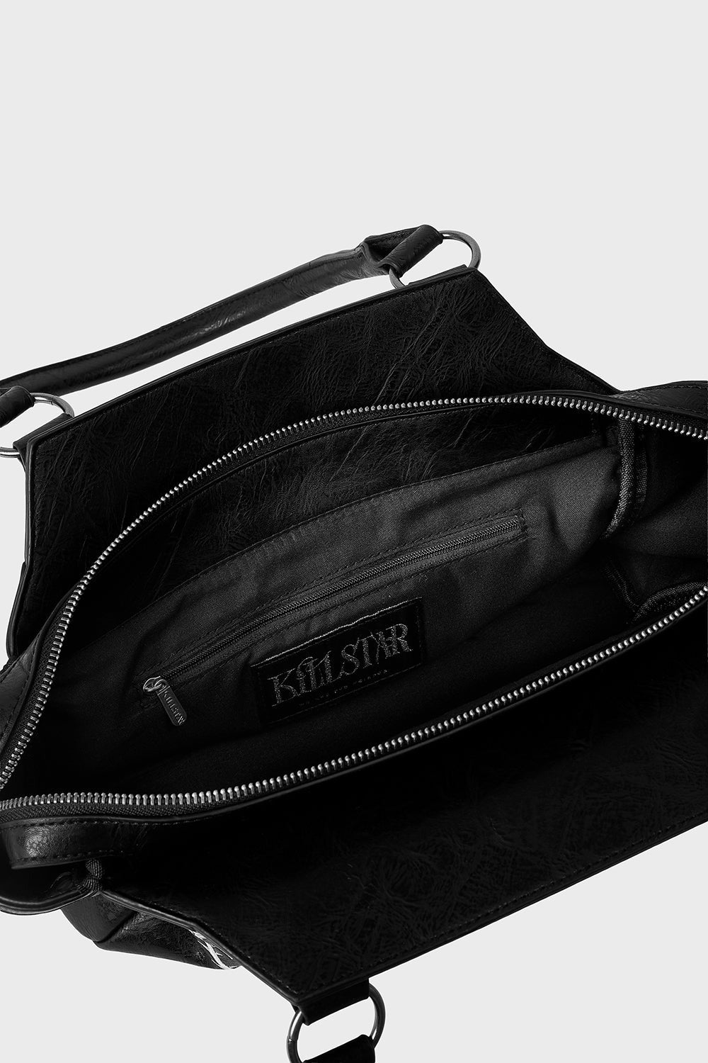 vegan leather dark romantic embroidered rose shoulder bag 