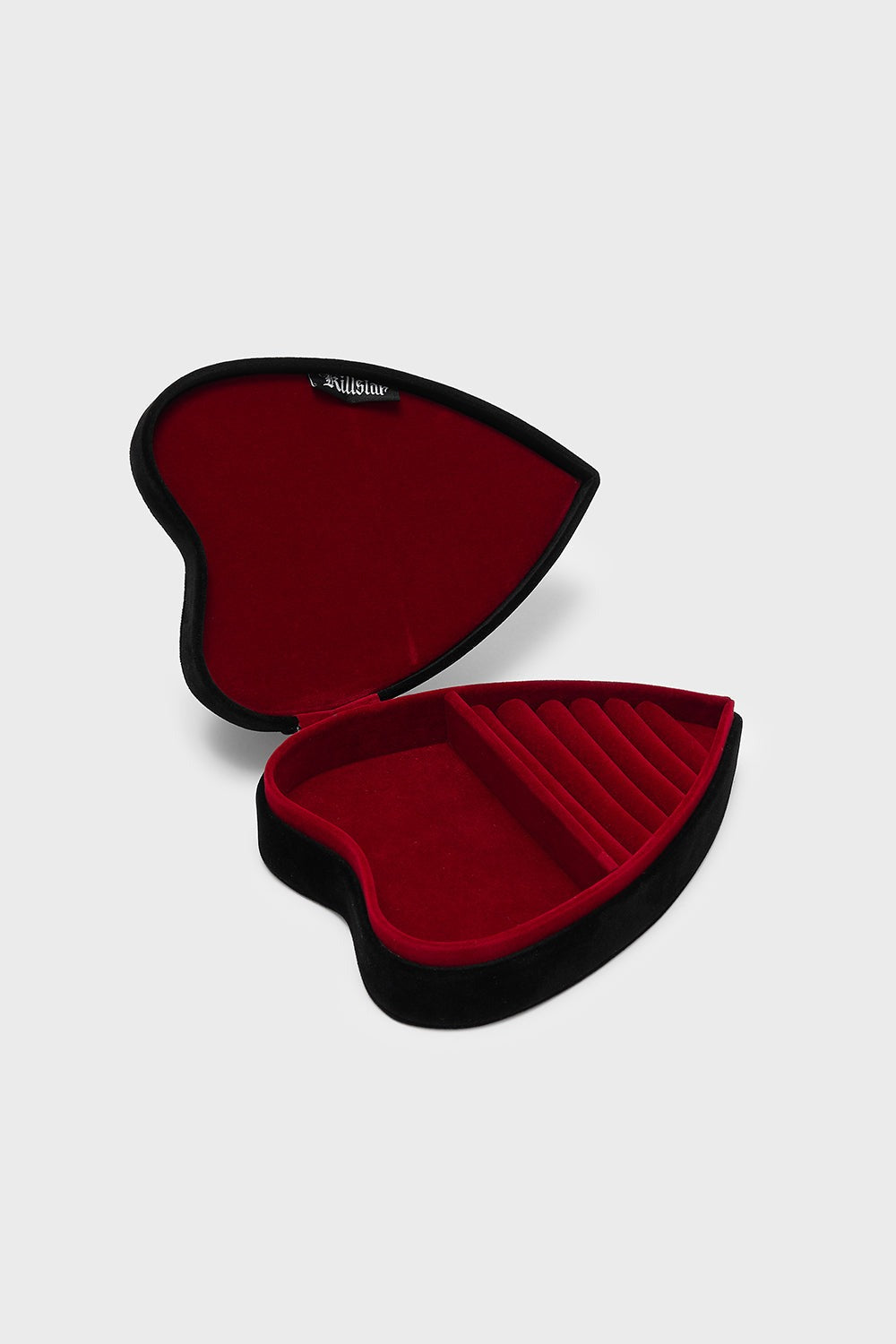 embroidered moth and moon witchy black and red velvet jewelry box for rings 