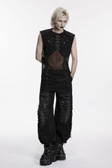mens festival clubwear punk grunge mesh tank top
