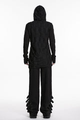 back view of gothic distressed hooded top from punk rave