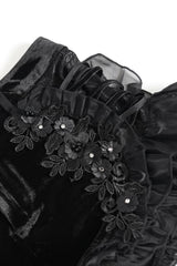 Embroidered goth shorts with lace and mesh