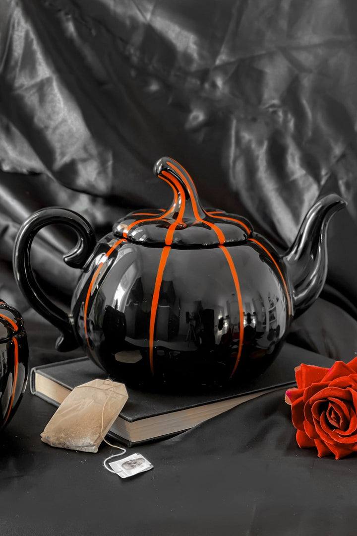 halloween pumpkin shaped teapot