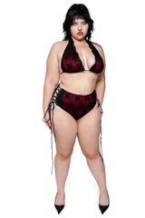 womens cheeky high rise lace-up corset swim  bikini bottoms