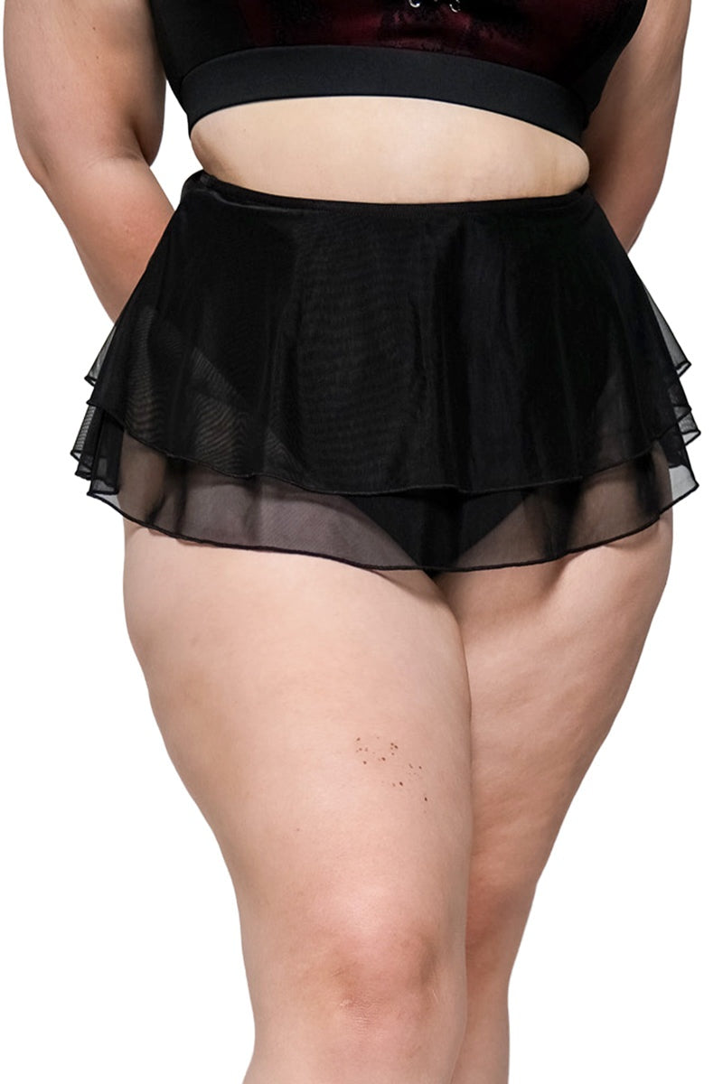 mesh swim skirt with attached bikini bottoms