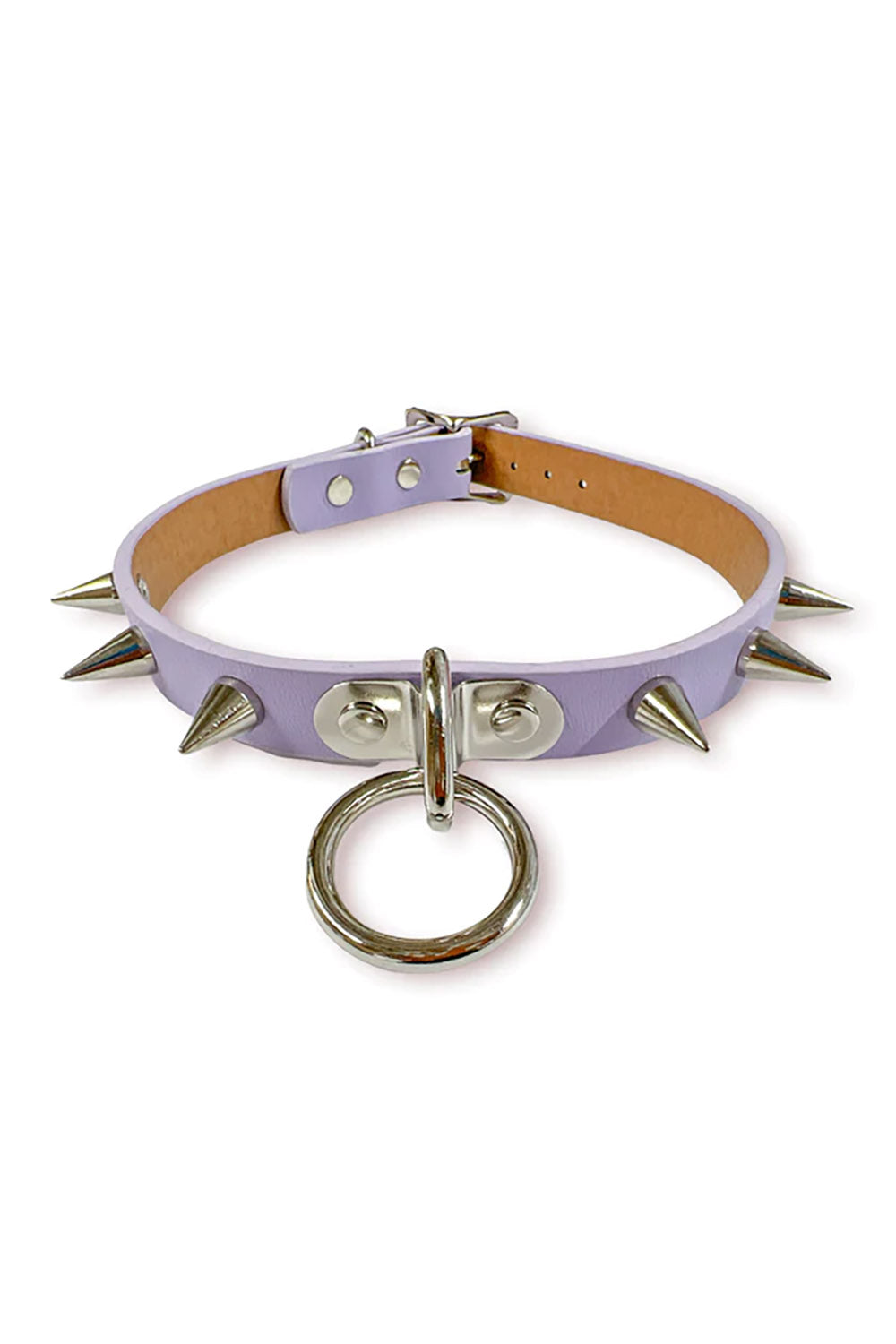 vegan leather purple spiked collar