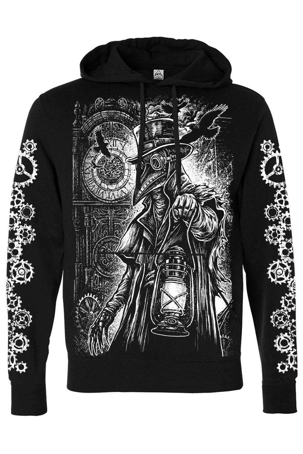 dark plague doctor hoodie jacket with gear sleeves