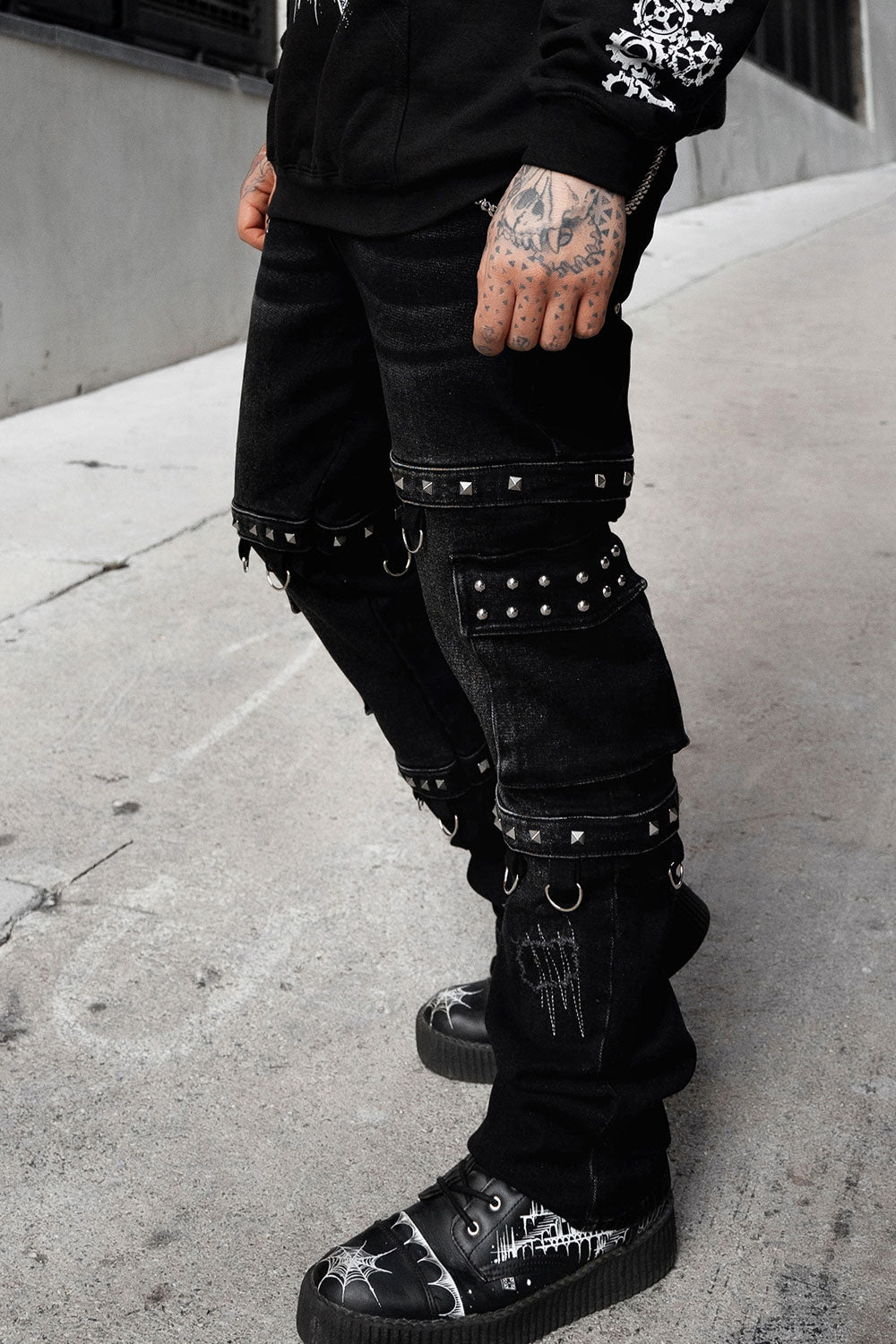 mens grunge goth baggy fit jeans