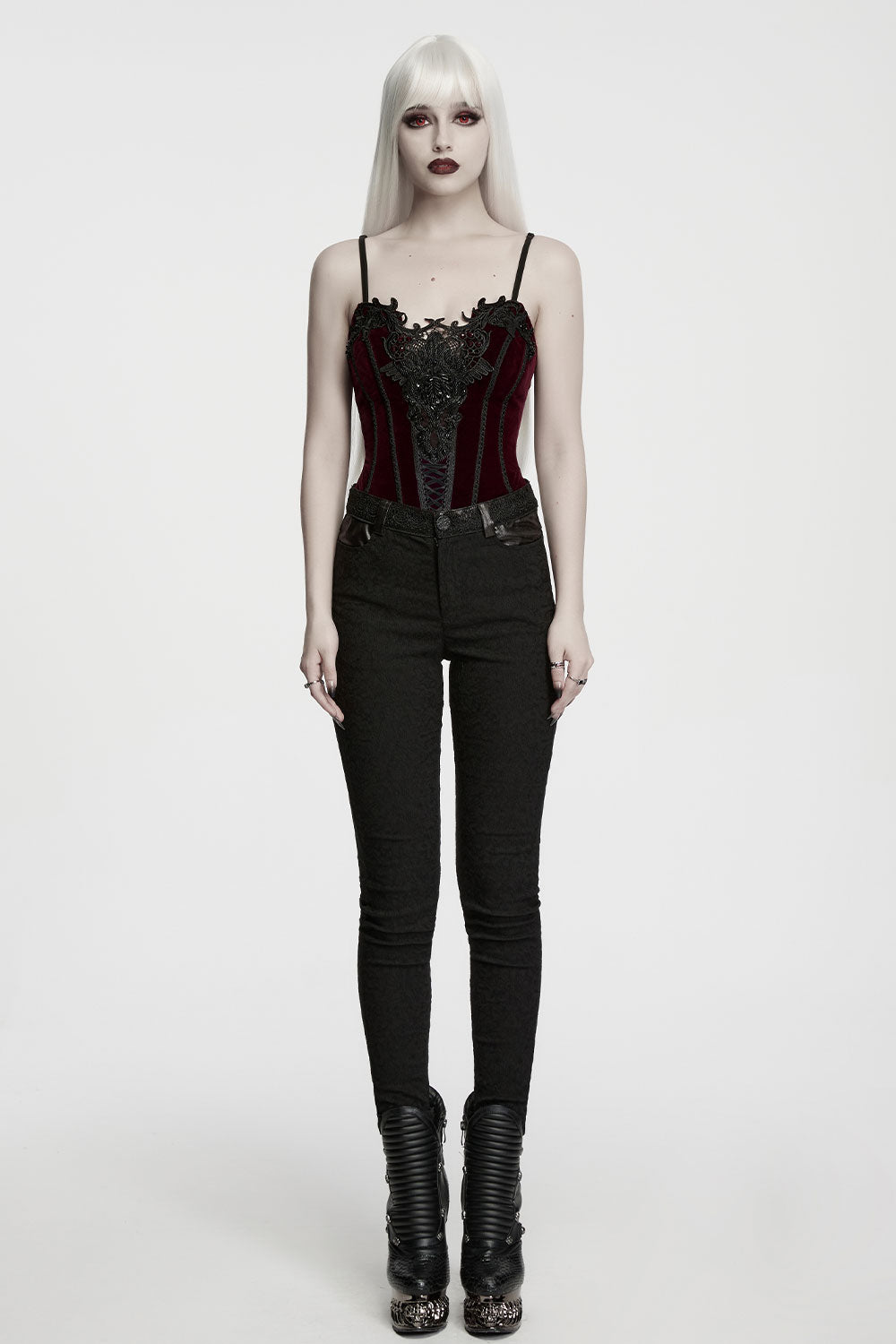form fitting womens corset tank top punk goth fashion