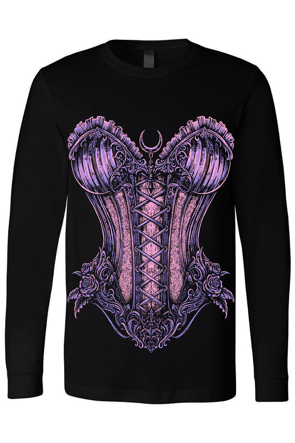 long sleeve shirt with corset graphic