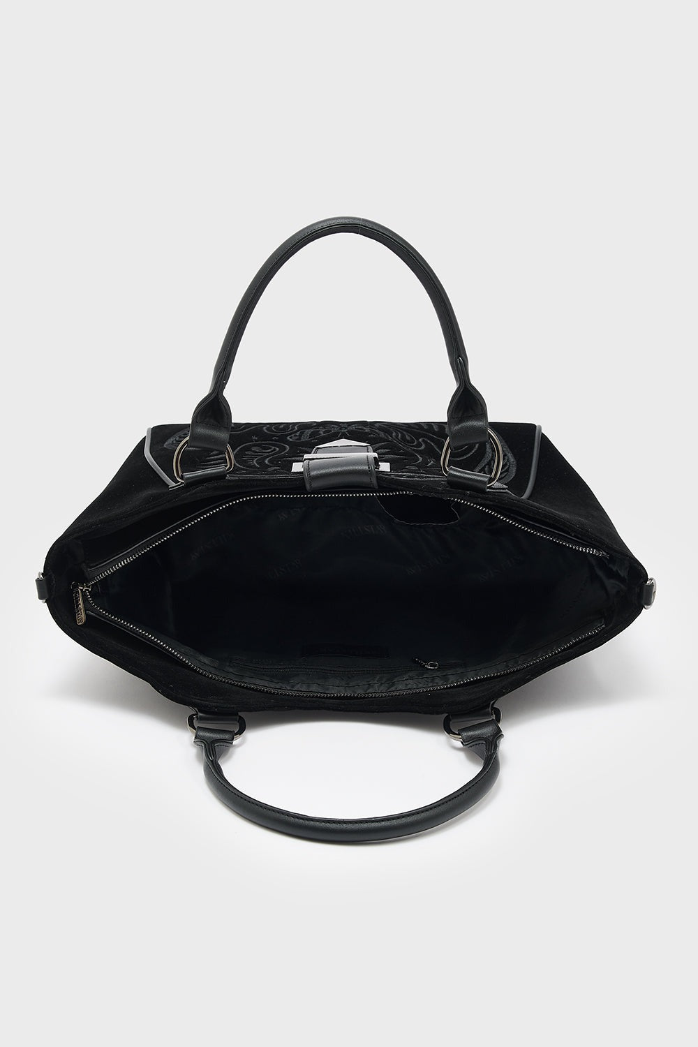 black velvet handbag with chain strap