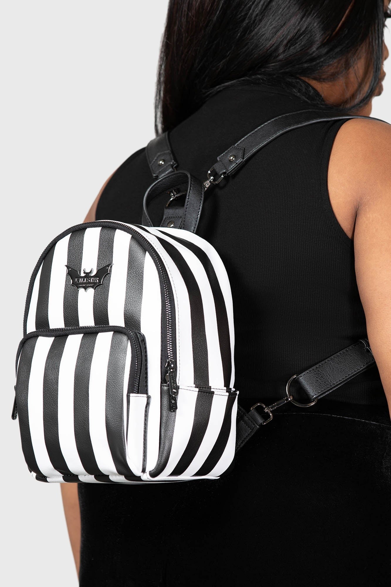 beetlejuice inspired goth bat backpack