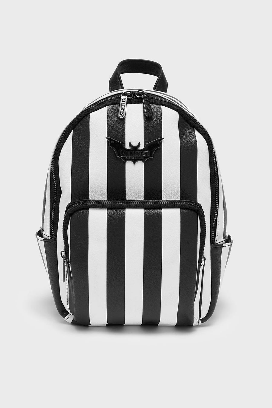 black and white striped small backpack