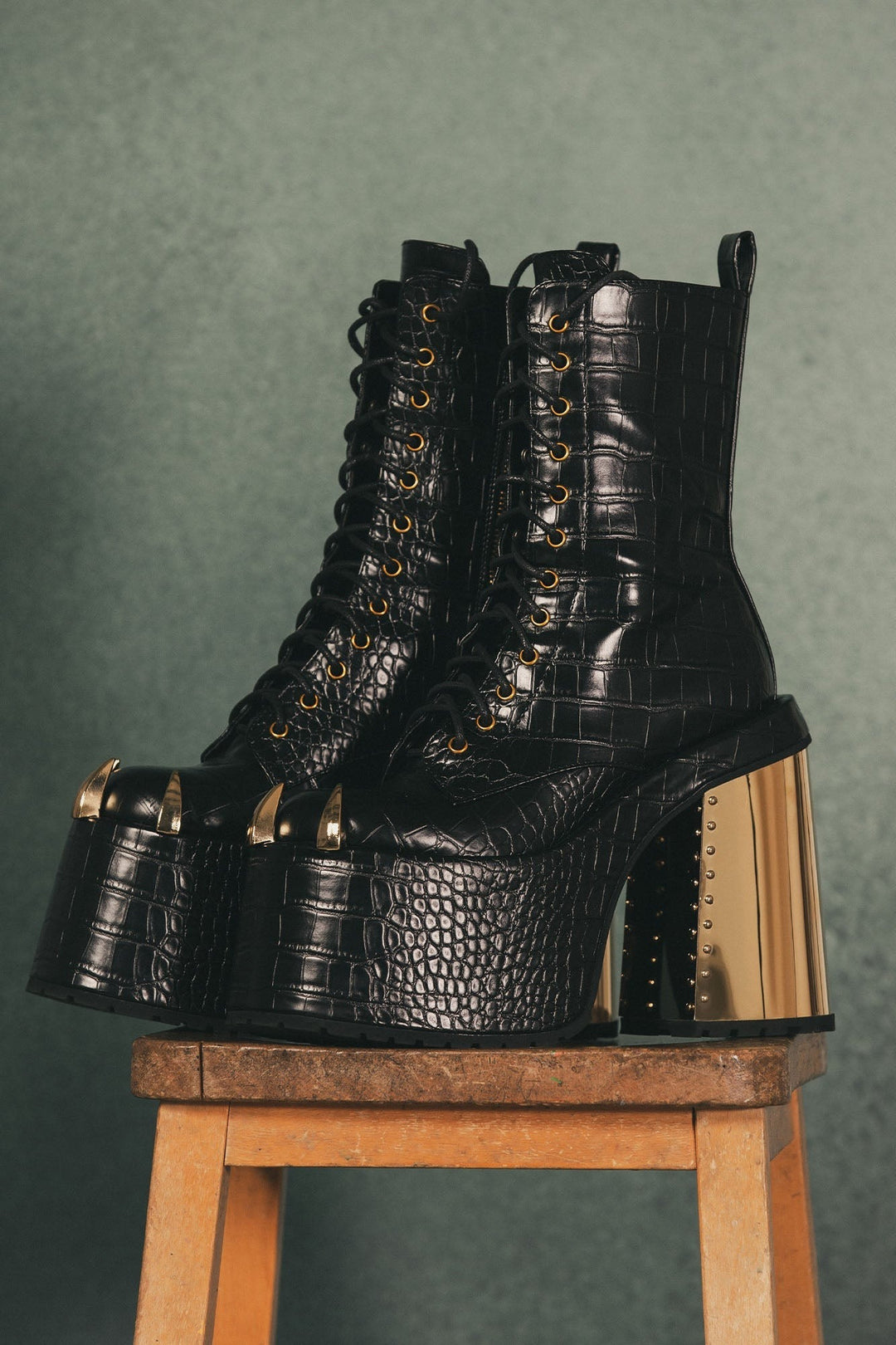 snakeskin goth boots