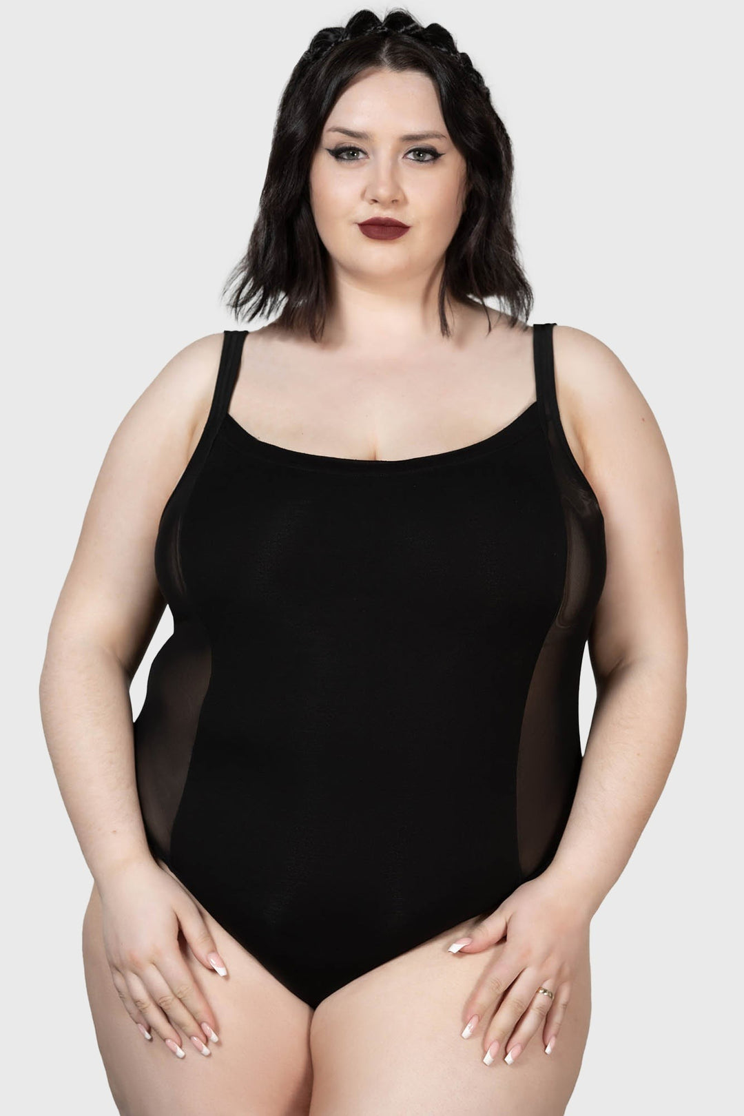 black cutout bodysuit plus sized