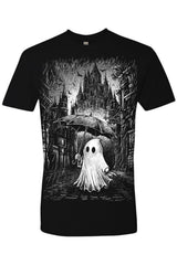 VampireFreaks mens black short sleeve tshirt with ghost and umbrella graphic
