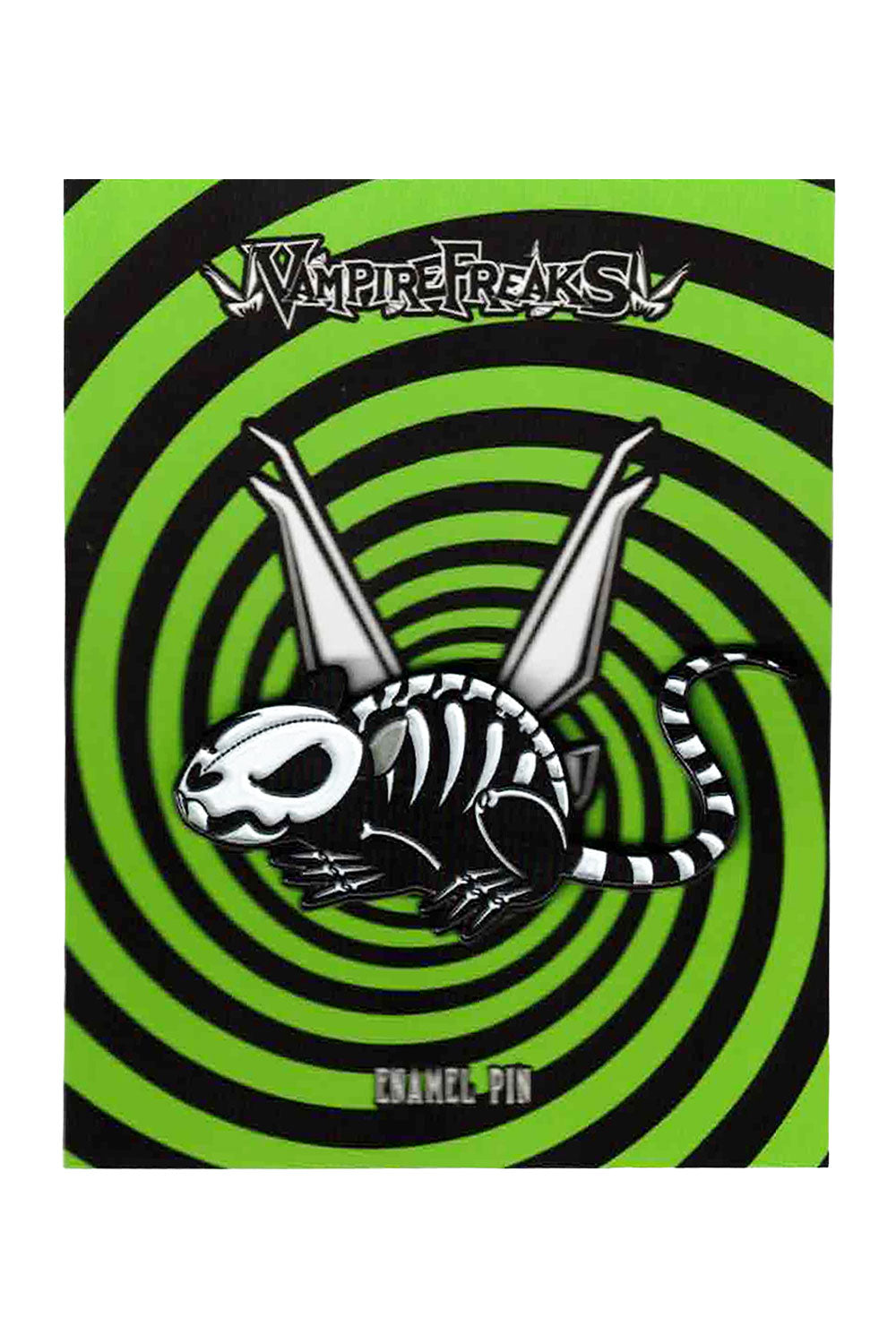 enamel skeleton rat pin