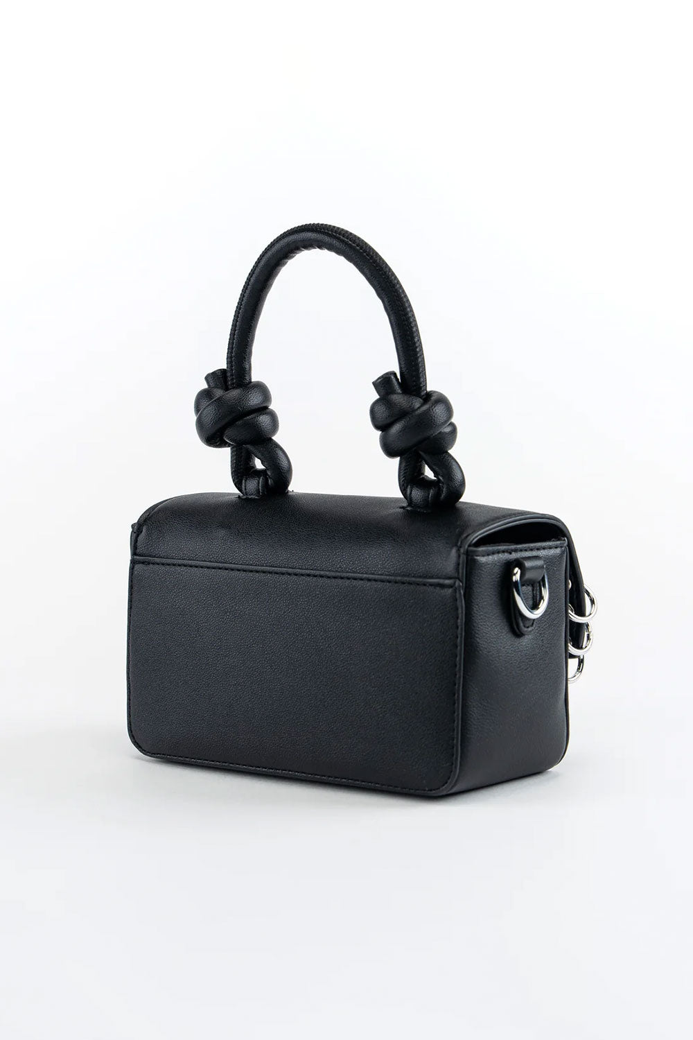 Vegan leather black punk handbag