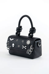 Punk handbag with bat skull spiderweb charms