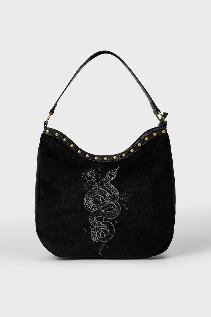 studded velvet snake purse
