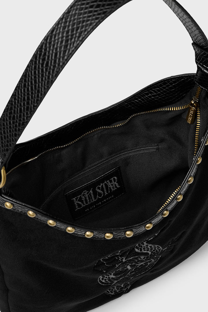 snakeskin velvet snake purse by killstar