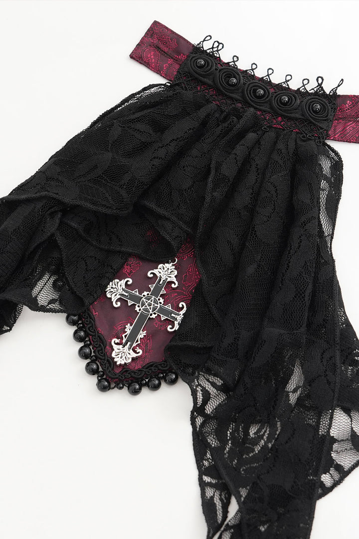 Goth lace jabot for mens shirt