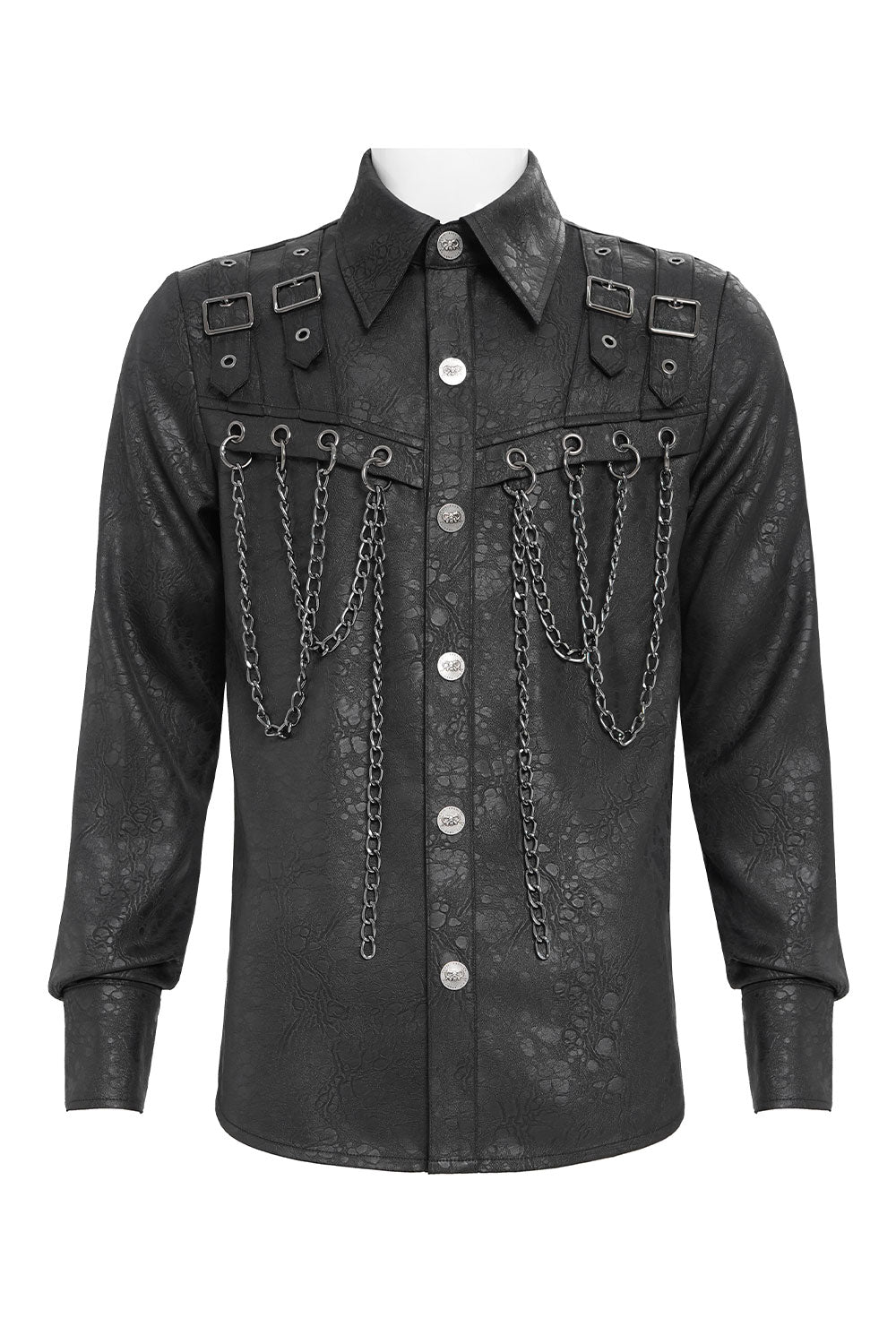 Goth style mens shirt with buckles