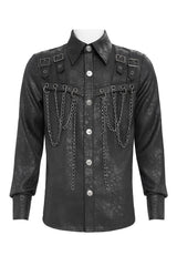 Goth style mens shirt with buckles
