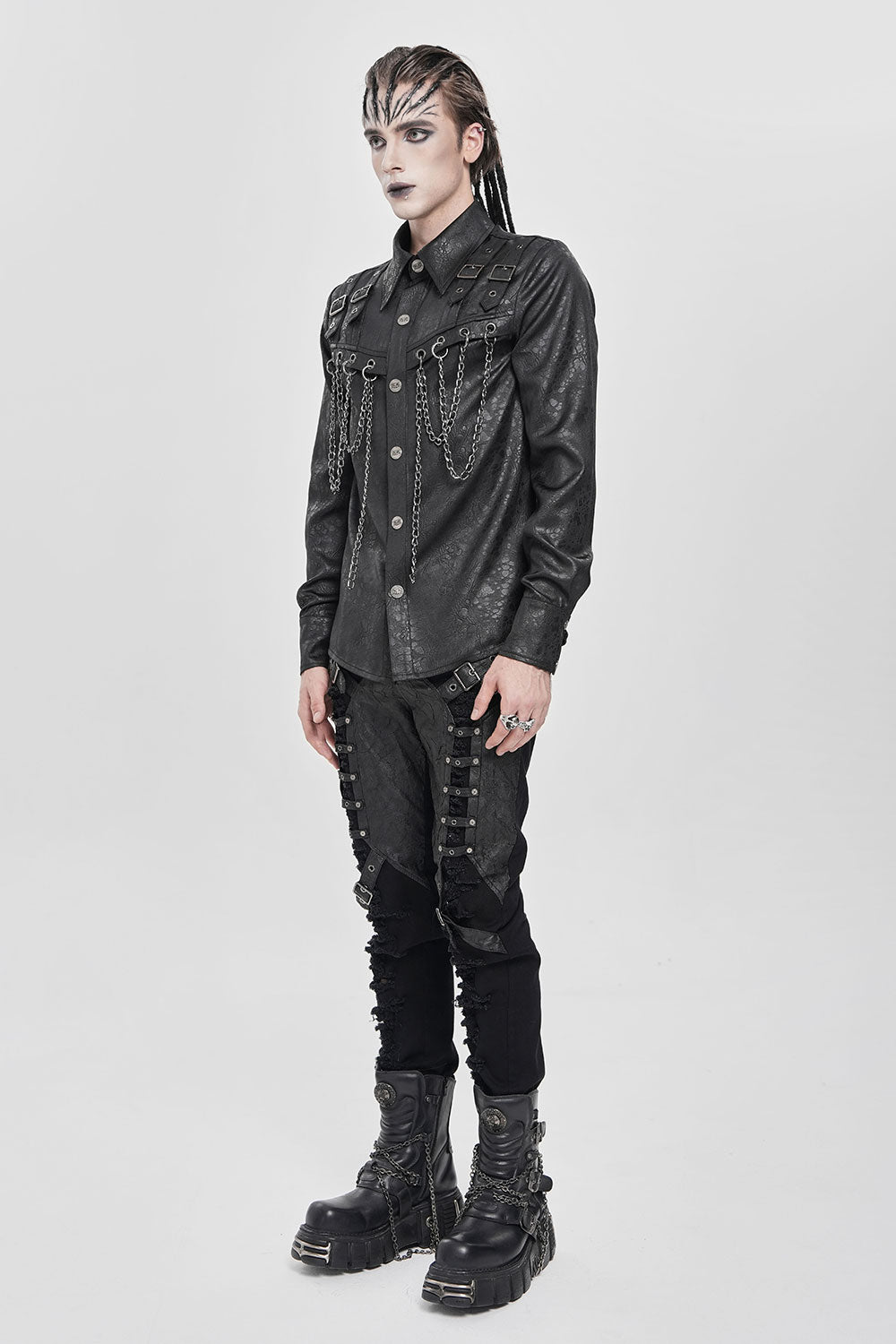 Devil Fashion mens plus size punk button down