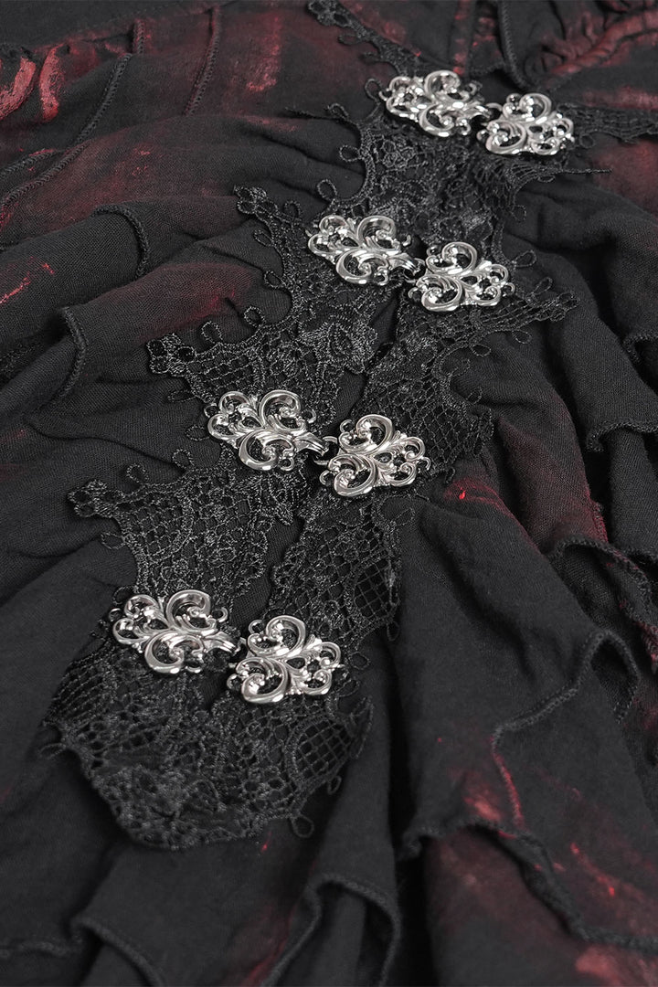 Mens gothic decorative top with lace and ruffle detail