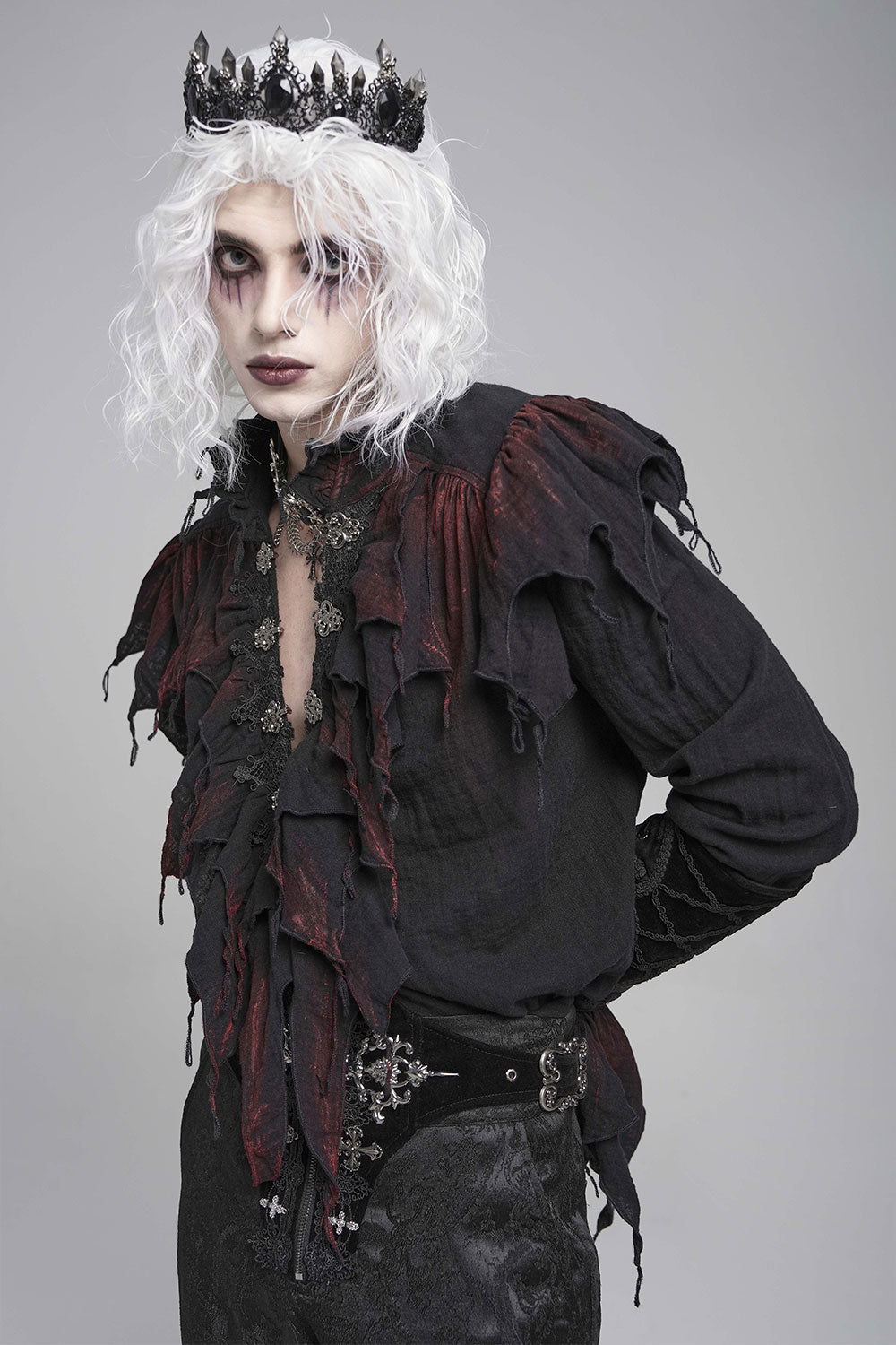 Mens Victorian goth bleached shirt
