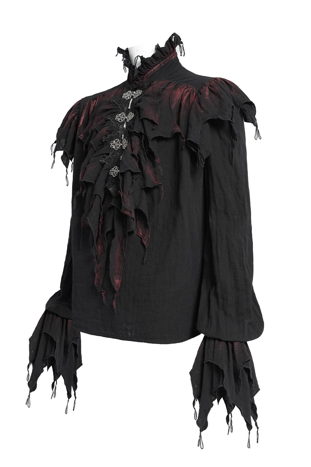 Plus size mens shirt with asymmetrical layered sleeves