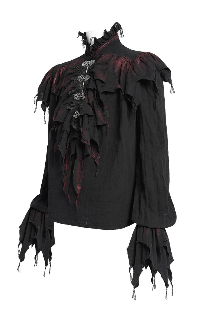 Plus size mens shirt with asymmetrical layered sleeves