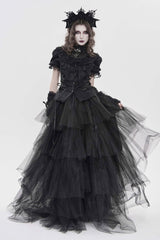 Womens goth top with lace and ruffles