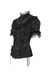 Victorian goth shirt with lace and bead detail