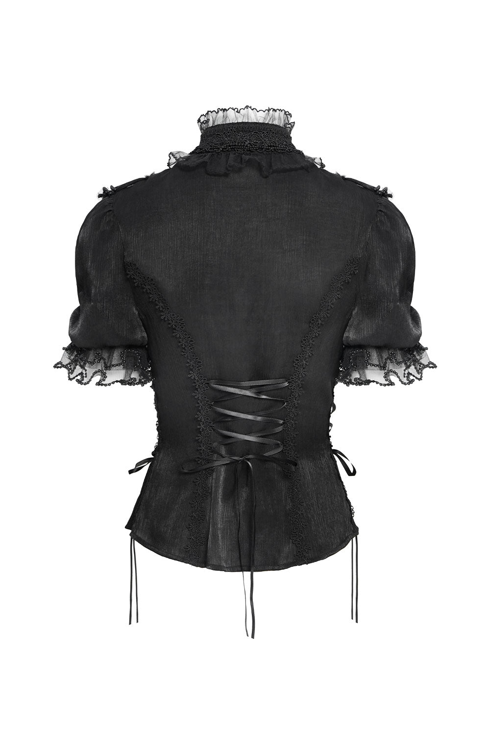 Womens goth shirt with ruffles and ribbon