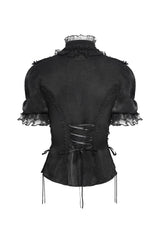 Womens goth shirt with ruffles and ribbon