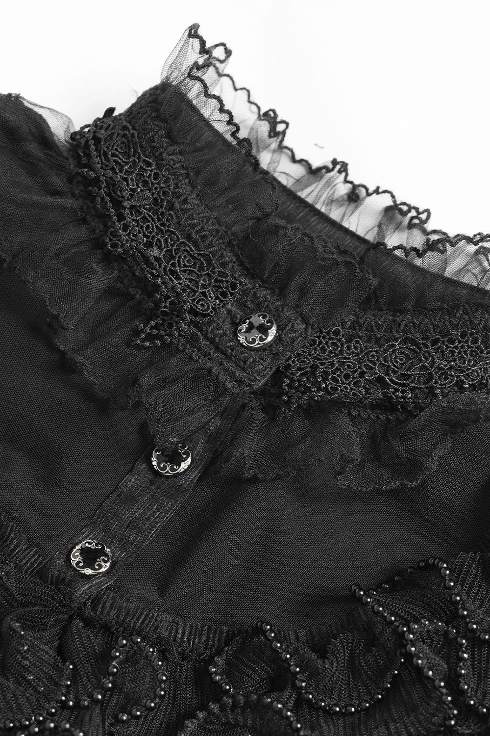 Womens goth top with lace and ruffles