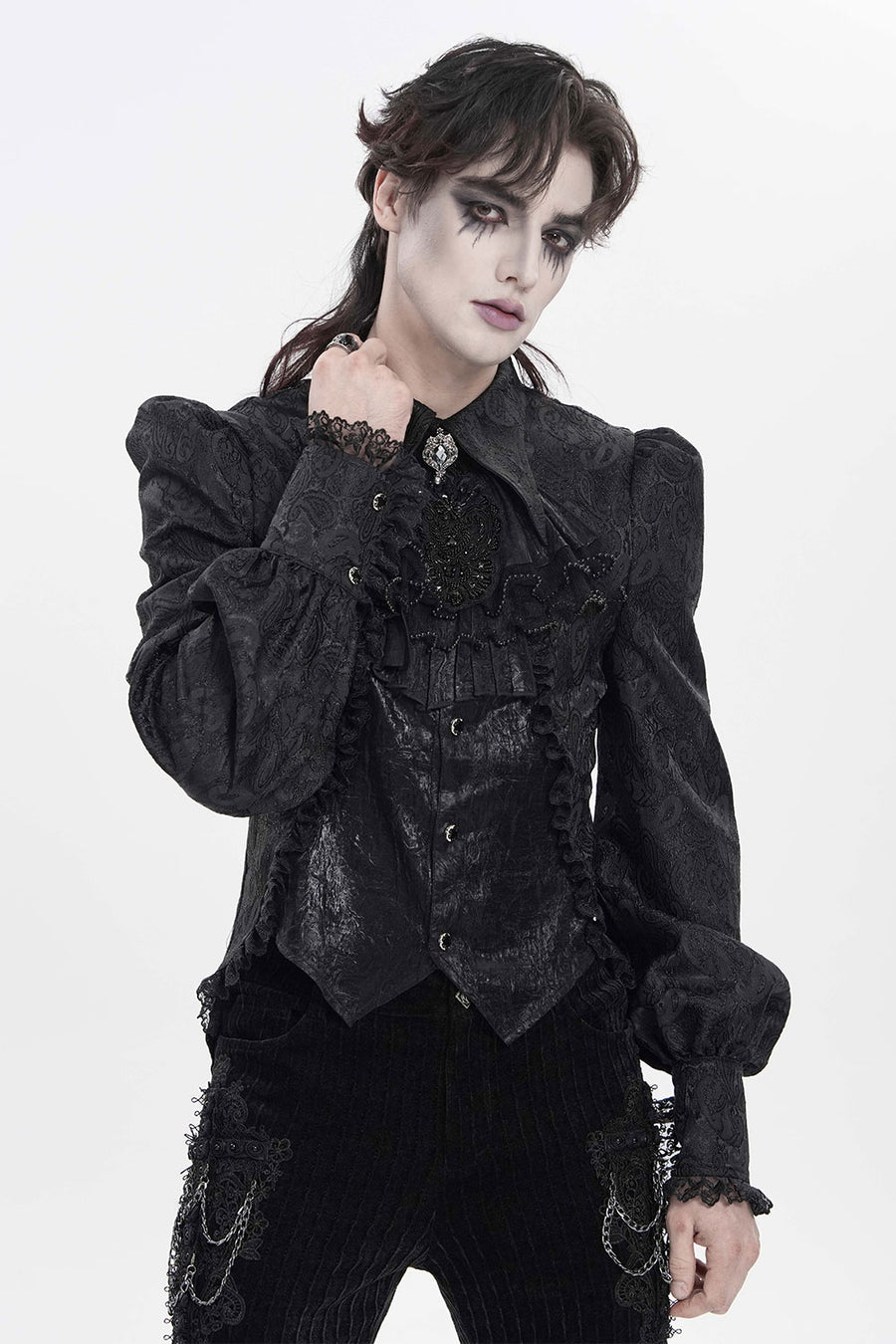 Mens goth shirt with lace
